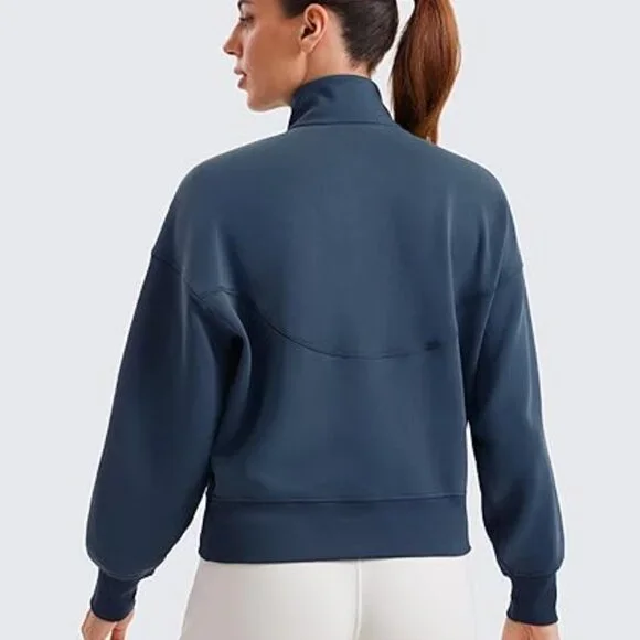 CRZ YOGA Women Half Zip Sweatshirt Long Sleeve Pullover w/ Pocket Size M - Picture 2 of 6